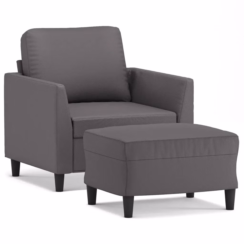 Poltrona relax con poggiapiedi vidaXL in similpelle grigia con braccioli e design moderno per soggiorno – 2