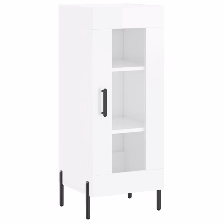 Credenza Bianco Lucido 34,5x34x90 cm in Legno Multistrato