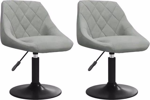 Set di 2 sedie da pranzo girevoli a 360 gradi in velluto grigio con struttura in metallo e plastica per cucina e sala da pranzo