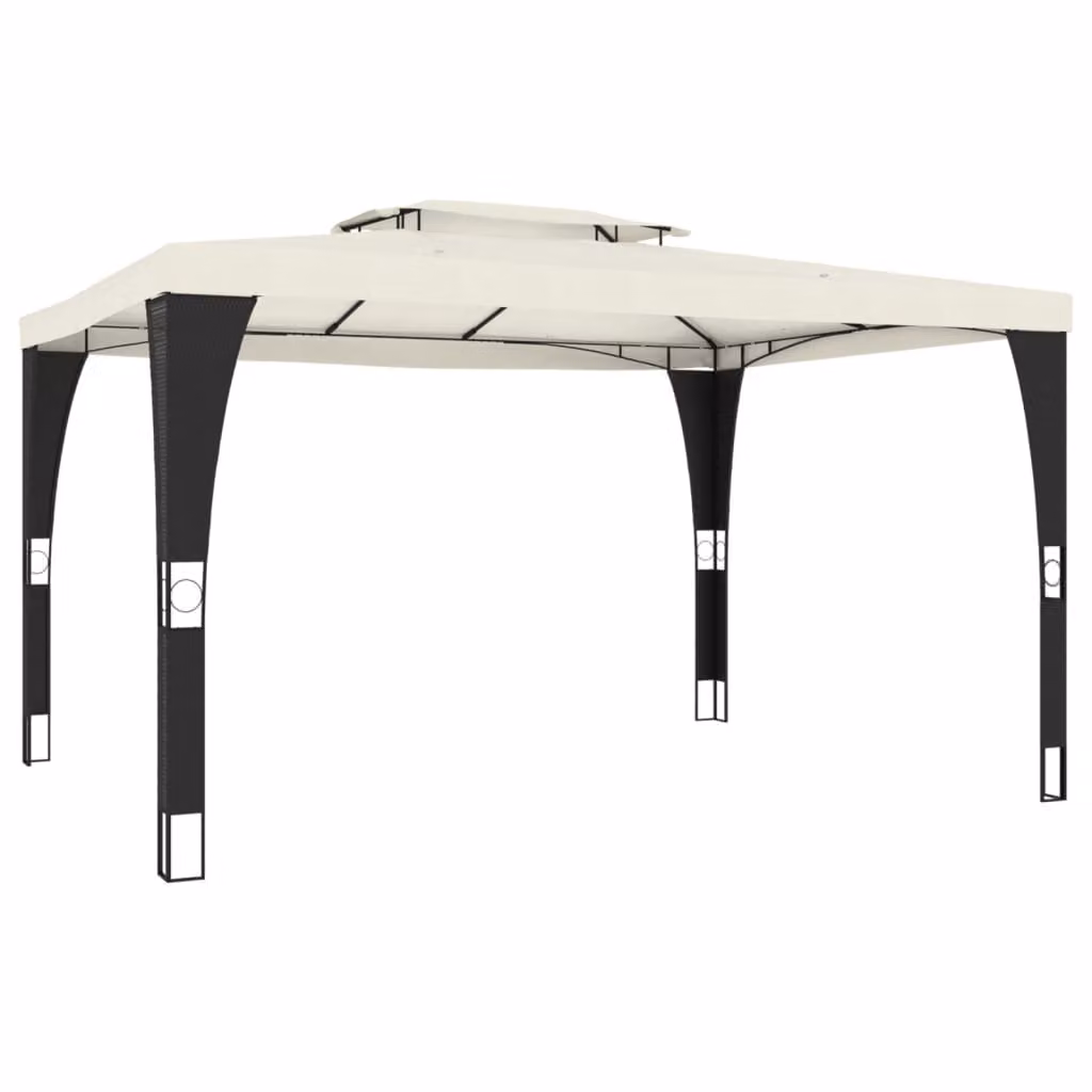 Gazebo con Tetto Doppio Crema 3,98x2,98 m in Acciaio