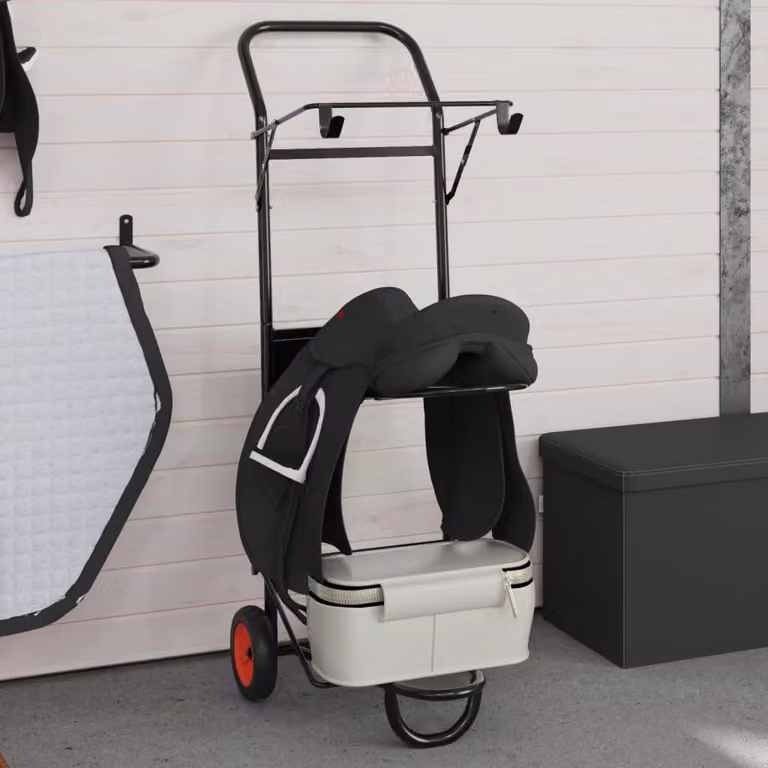 vidaXL Carrello porta-sella pieghevole in acciaio nero