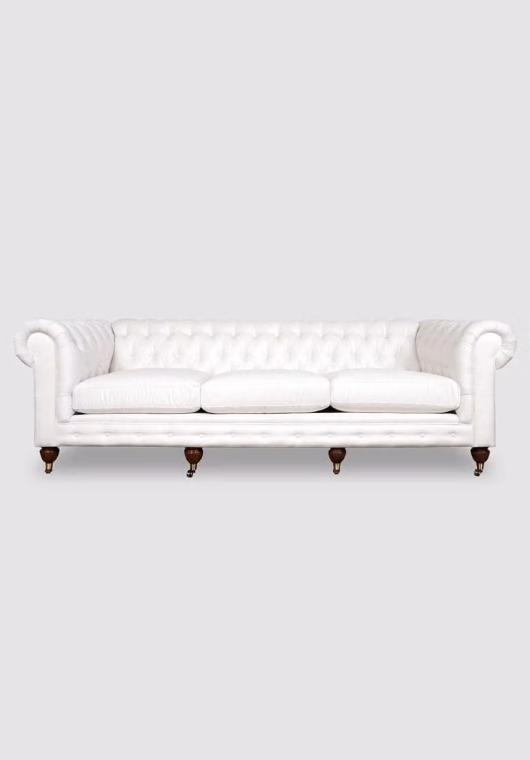 XXL Sofa 4 Sitzer Couch Chesterfield Polster Sitz Garnitur Leder Weiß
