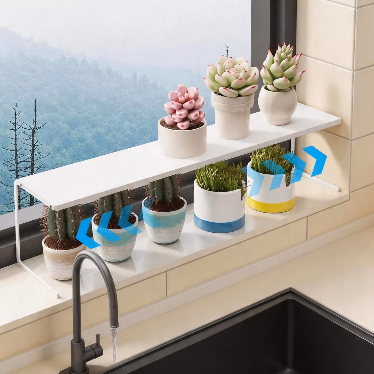 Piccolo organizer per scaffali, colore bianco, dimensioni 35-60 x 15 x 15 cm