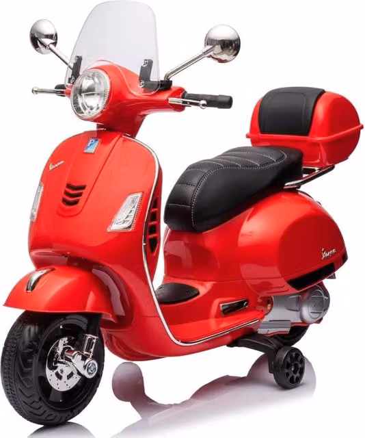 Moto Elettrica per Bambini Piaggio Vespa GTS SUPER 12V Rossa con Bauletto e Batterie Ricaricabili