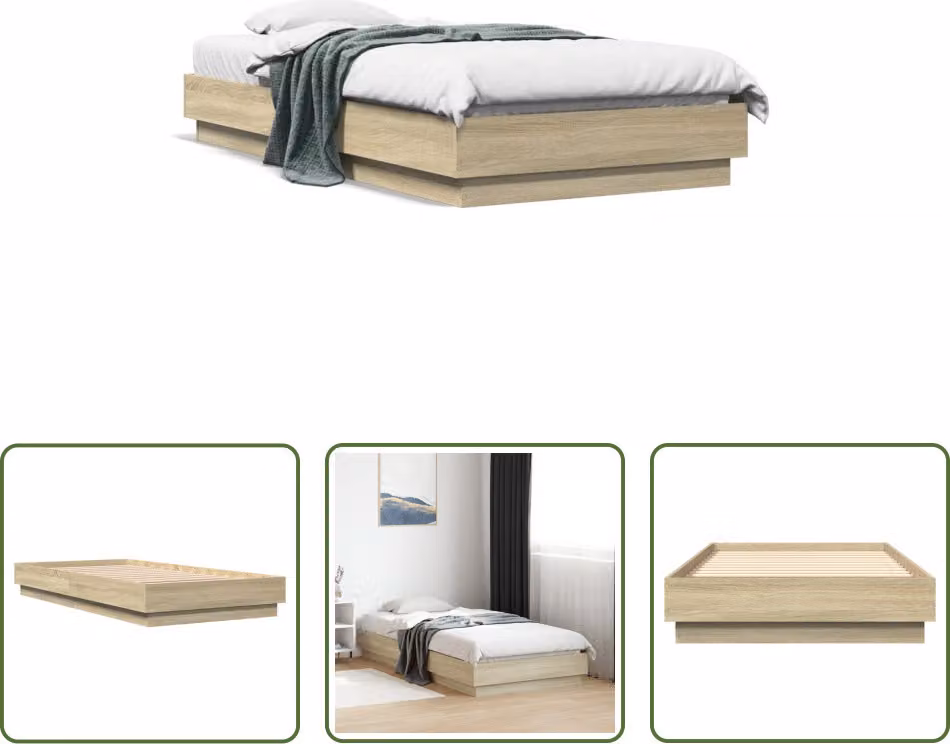 The Living Store Struttura per letto in rovere Sonoma 75x190 cm Materiale a base di legno