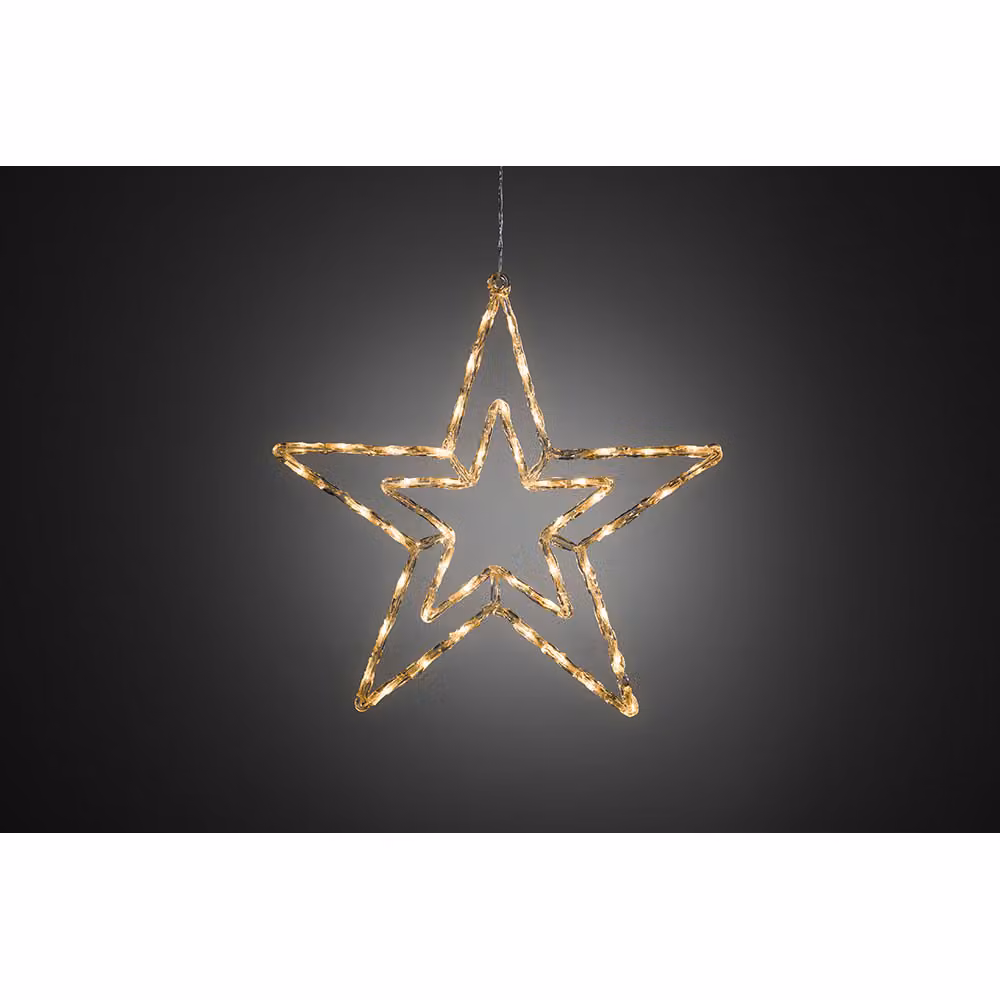 Stella LED acrilica Konstsmide, con 8 funzioni, unità di controllo e funzione di memoria, 48 diodi bianco caldo, trasformatore per esterni da 24 V, cavo trasparente - 4471-103