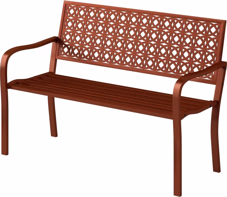 Panca da giardino a 2 posti, panca resistente alle intemperie, mobili da giardino con schienale e braccioli, panca da parco, portata 240 kg, panca da balcone per balcone terrazza, giardino, 127 x 63 x 85 cm, rosso