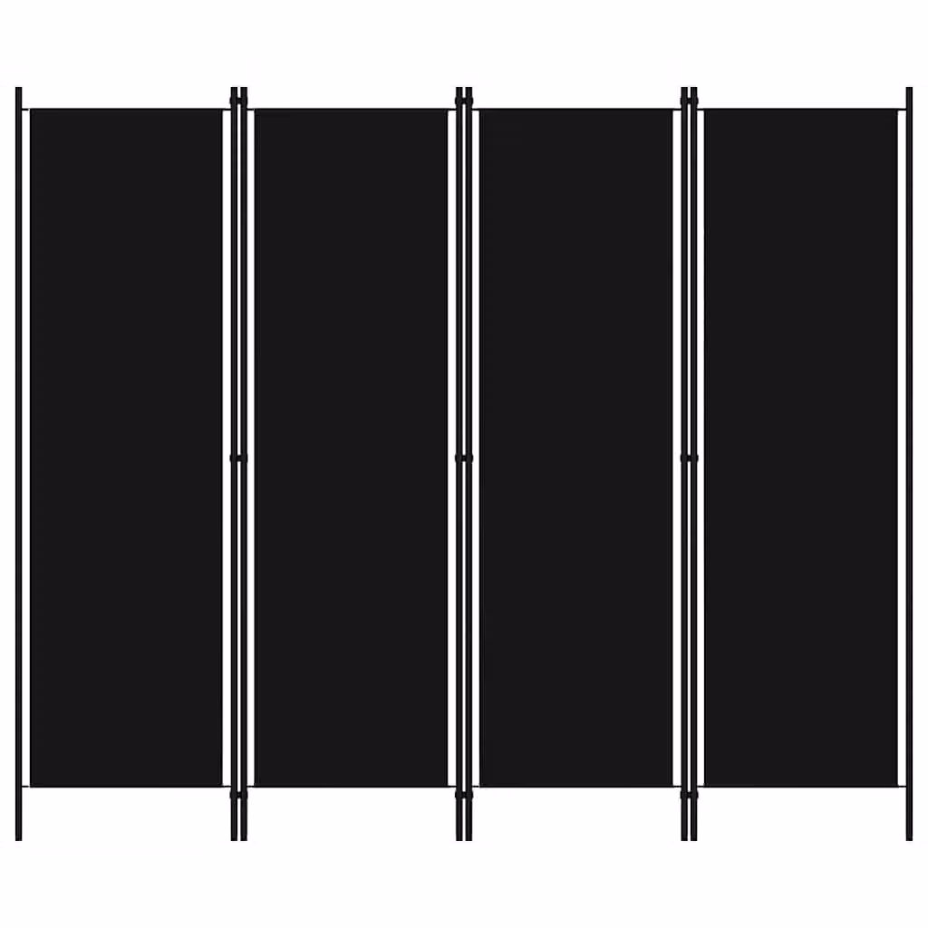 vidaXL Paravento a 4 Pannelli Nero L: 200 cm, H: 180 cm
