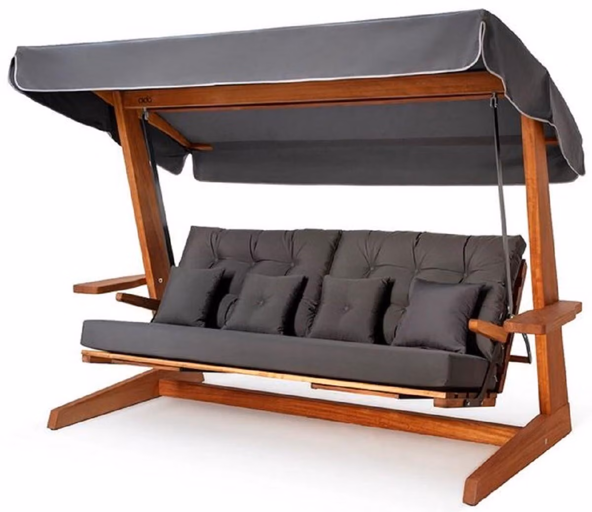 Casa Padrino Luxury Hollywood Swing Grigio antracite / Marrone - Altalena da giardino resistente alle intemperie con tettuccio parasole - Mobili da giardino - Mobili da giardino - Mobili - Arredo giardino