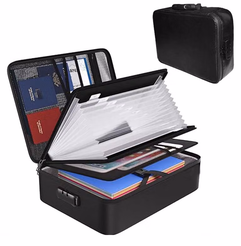 Contenitore ignifugo - 36x28x11 cm - Impermeabile - Nero - Per documenti importanti