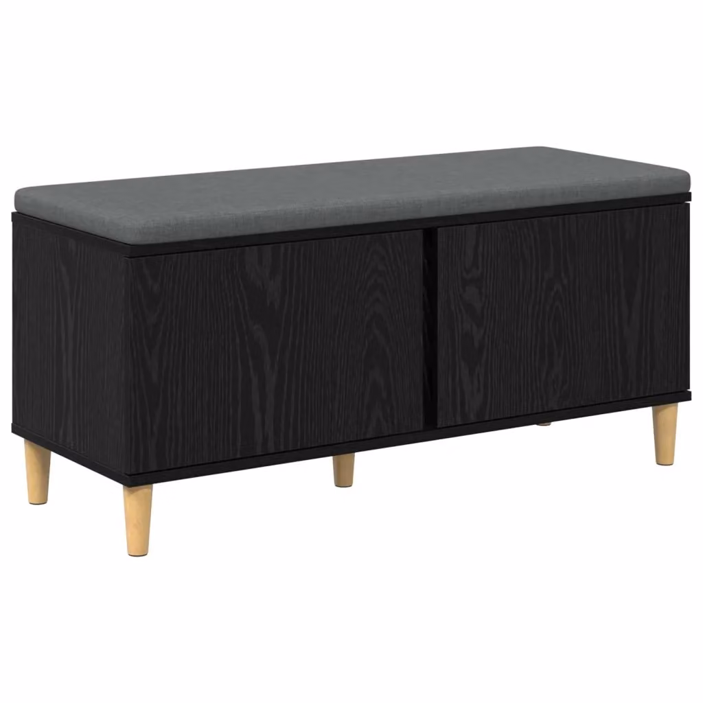 Panca per ingresso vidaXL in legno rovere e tessuto nero con stile minimalista L: 110 cm, P: 38 cm, H: 46 cm – 2