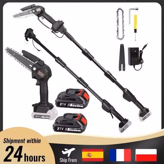Palo telescopico - 2,25 m - Senza fili - 2 batterie - Portabatterie