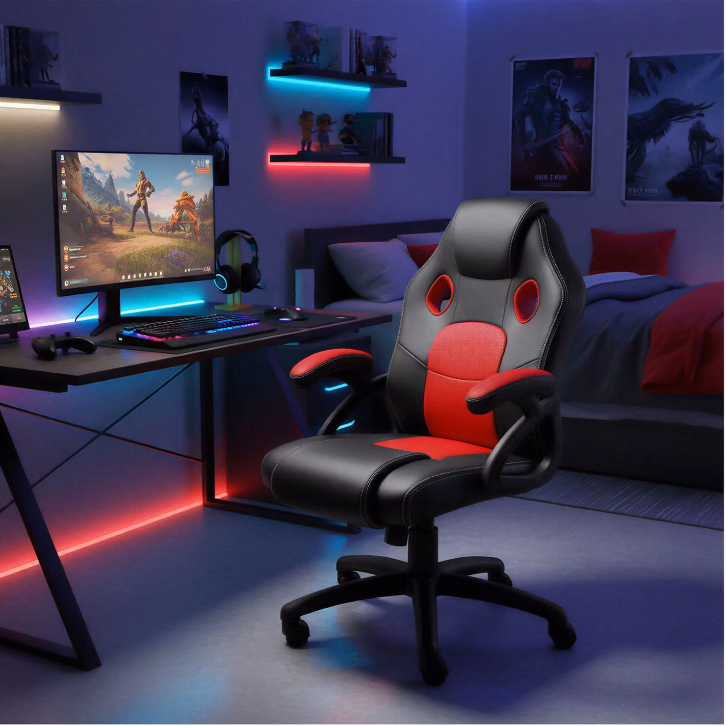 Sedia da gioco racing Mike tectake nero e rosso – 2