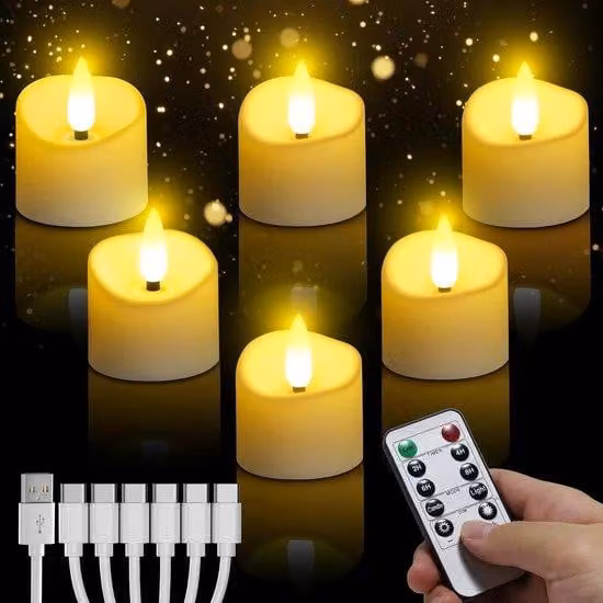 Ghirlande luminose con telecomando – 6 luci a LED senza effetto candela, per interni ed esterni – Ideali per feste, eventi e decorazioni.