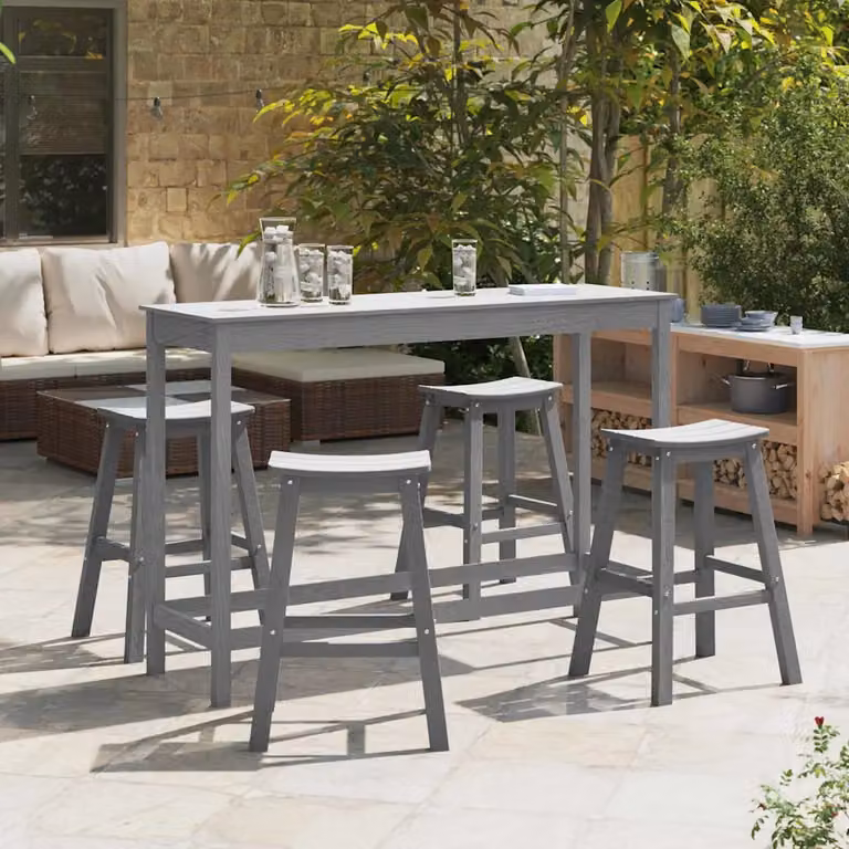 Set Bar da Giardino Moderno vidaXL in 4 Pezzi Grigio Chiaro in Plastica HDPE