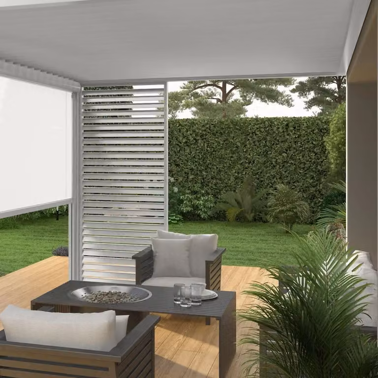 Pergola bioclimatica addossata Ombréa VS Bianco 3x4 m