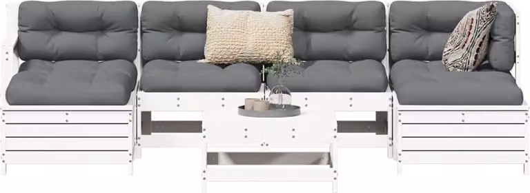 Maison Exclusive - Set Divani da Giardino 7 pz Bianco in Legno Massello di Pino