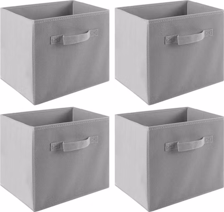 Scatole portaoggetti - Organizer pieghevole per armadio in tessuto non tessuto - Set da 4 - 27×27×28 cm - Riutilizzabile - Azzurro