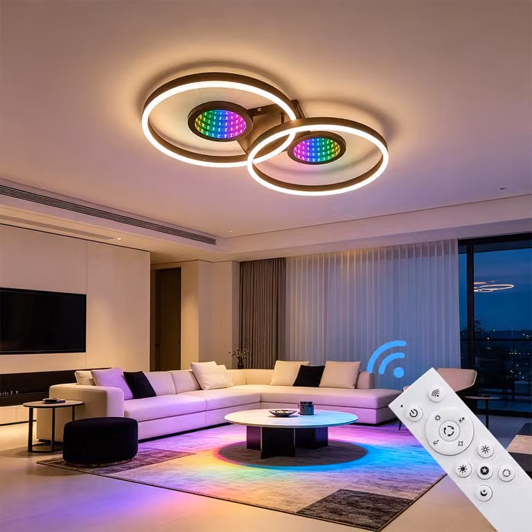 Pannello LED Infinity RGB con telecomando, effetto tunnel 3D-002, possibilità di accendere e regolare l'intensità luminosa di ogni sezione separatamente, dimmerabile dal 10% al 100%, temperatura di colore regolabile da 1800 a 12000K