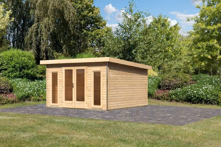 Casetta da giardino in legno Karibu "Radeburg 3" naturale 3,7 x 3,7 m (L x P) senza tetto apribile