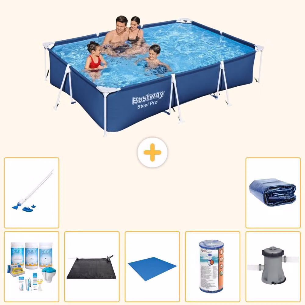 Bestway Steel Pro, piscina rettangolare - 300x201x66 cm - 8 pezzi - Modello S22251