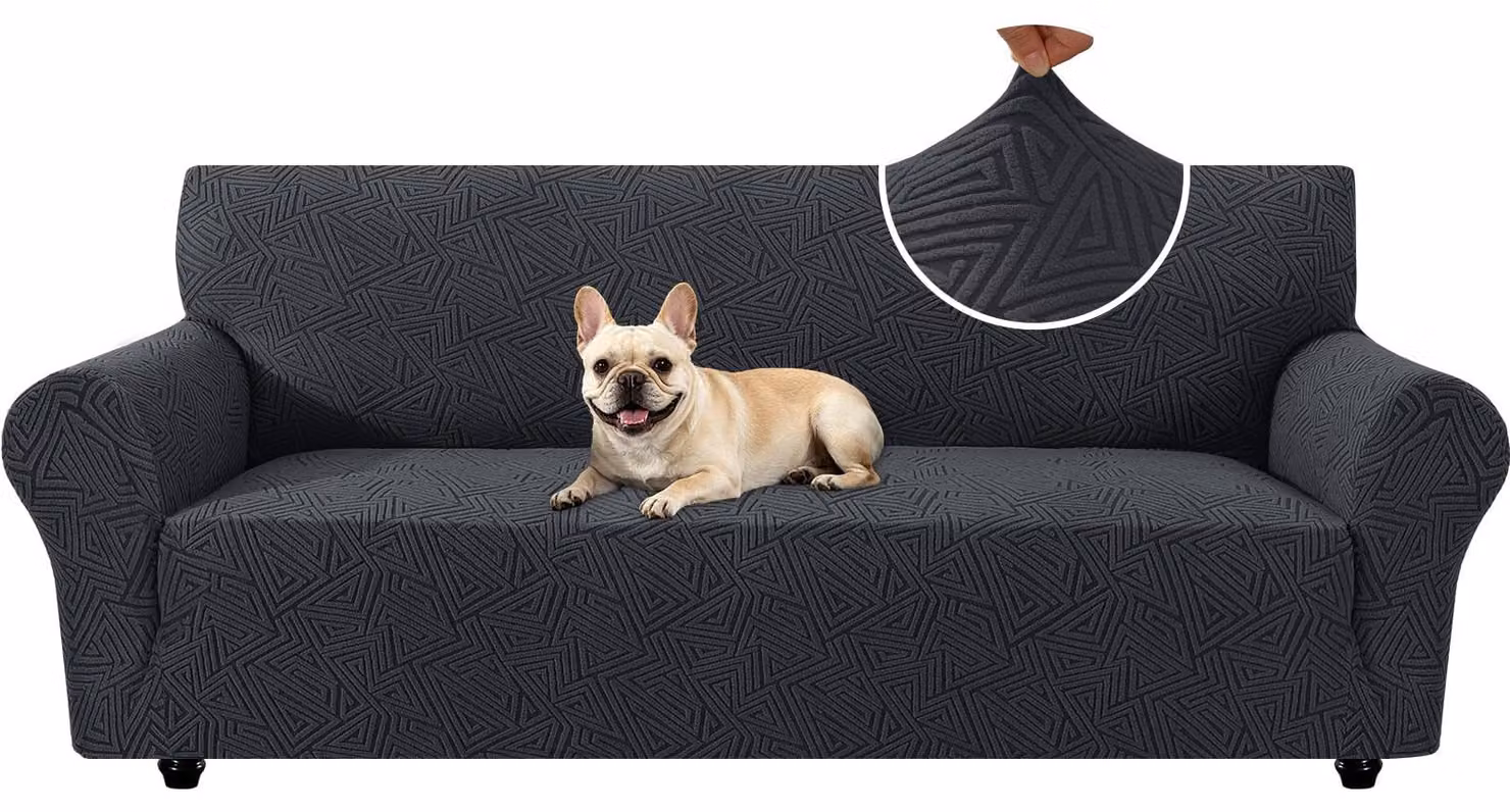 Copertura elastica per divano a 3 posti, color grigio scuro