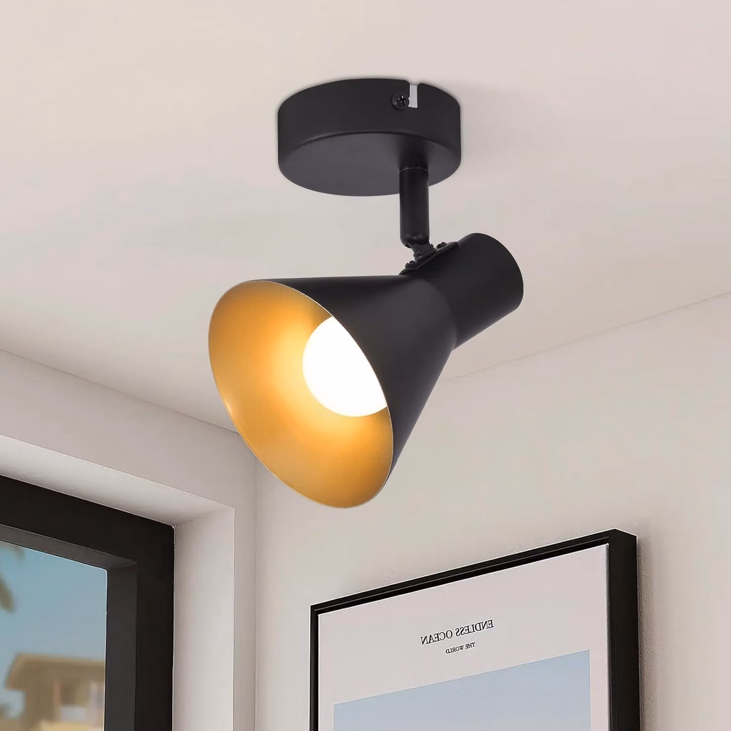 ZMH plafoniera nero faretto da soffitto 1 fiamma plafoniera corridoio E14 vintage orientabile 330° industriale retrò faretto da soffitto in metallo per cucina