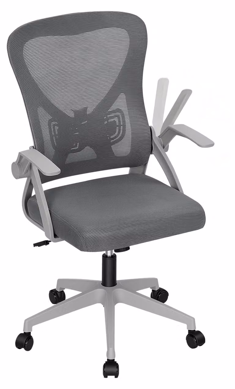 Sedia da ufficio ergonomica - Sedia da scrivania - Poggiatesta regolabile - Braccioli - Regolabile in altezza - Rotazione a 360° - Funzione basculante - Grigia