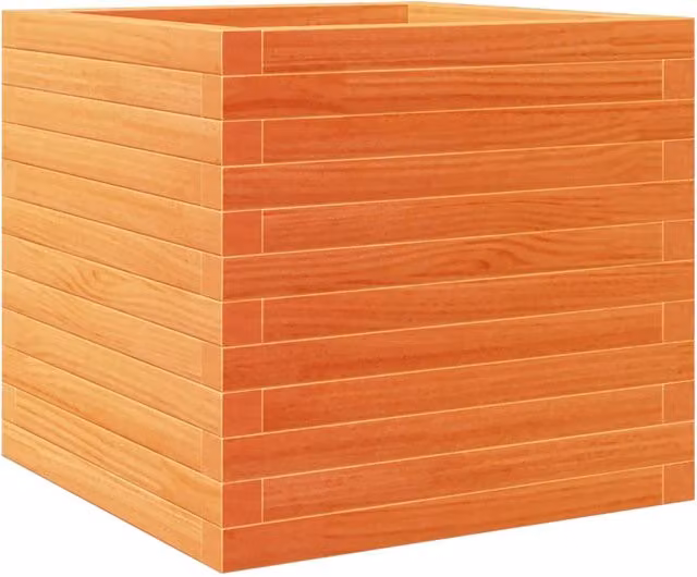 Fioriera rialzata per piante fiori terrazza giardino finitura a cera 50 x 50 x 46 cm legno di pino massiccio marrone 02_0038460