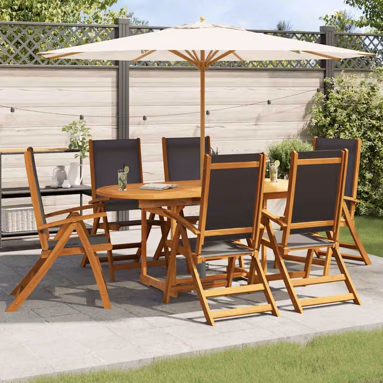 Set da pranzo da giardino vidaXL in legno di acacia marrone, 7 pezzi