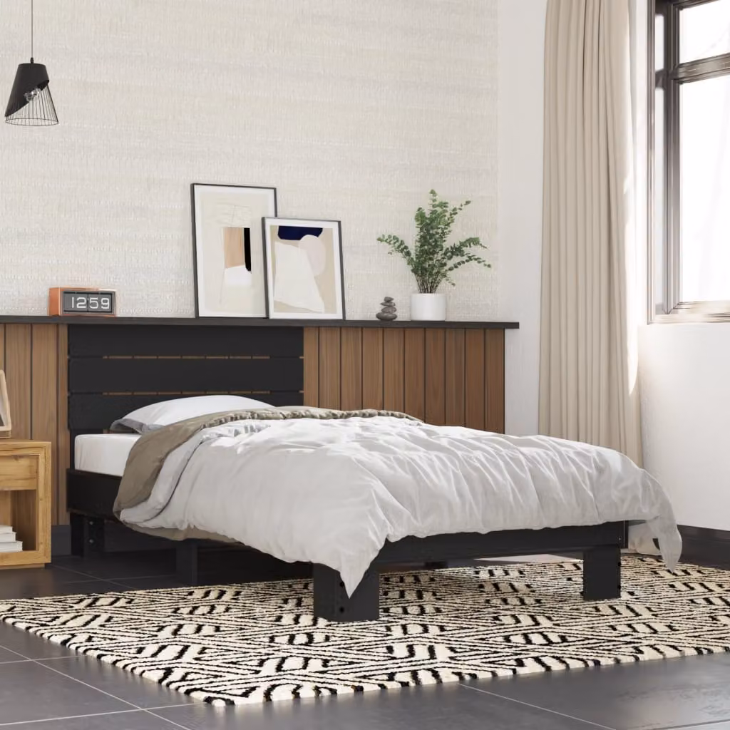 Giroletto vidaXL Nero in Metallo e Legno Multistrato L: 75 cm, P: 190 cm