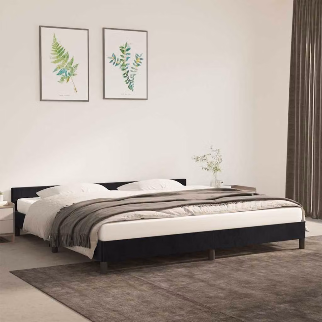 vidaXL Giroletto in Velluto Nero con Struttura Imbottita L/P: 200 x 200 cm