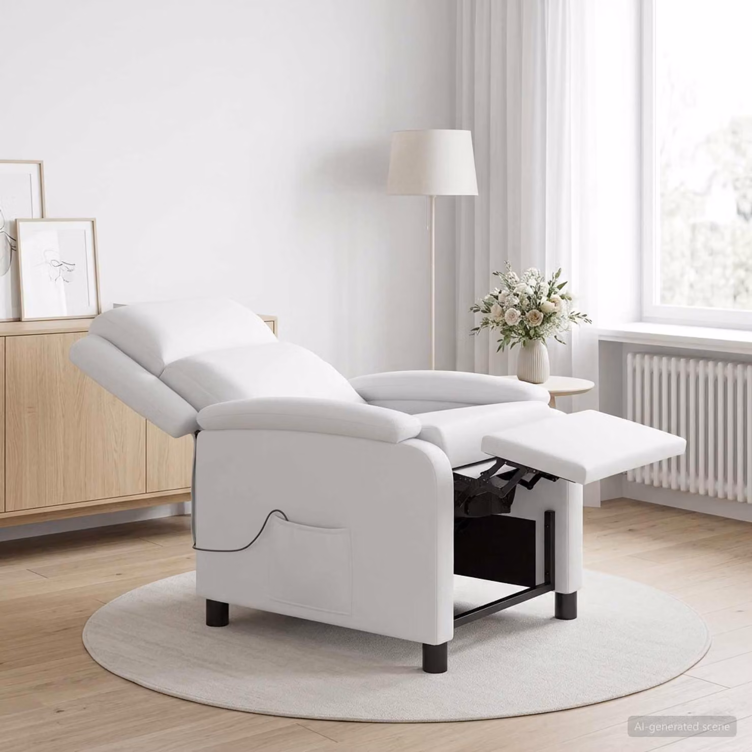 vidaXL Poltrona Relax Recliner in Similpelle Bianca con Braccioli