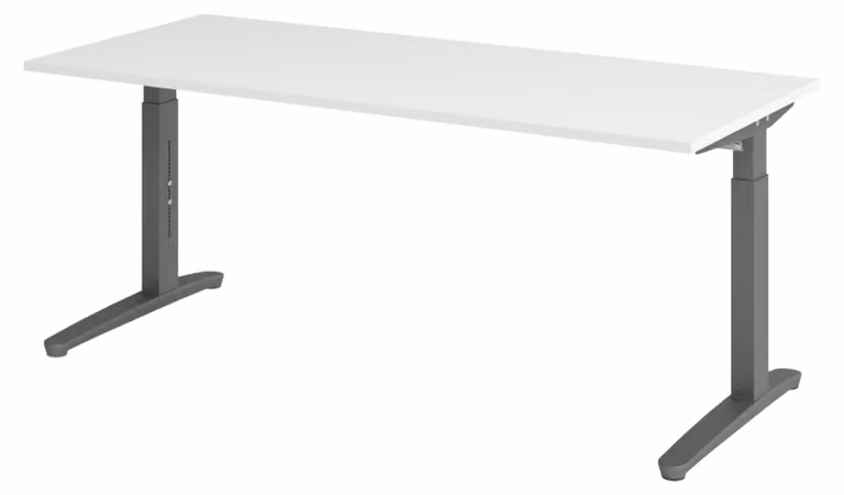 Scrivania bümö Serie XB - Decorazione: bianco, struttura: grafite, dimensioni: 180 x 80 cm