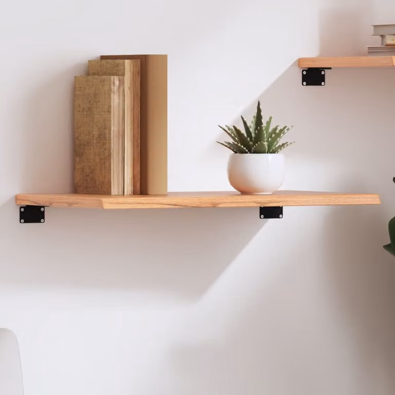 vidaXL Ripiano da muro in legno di rovere massello marrone, stile rustico, L: 60 cm, P: 40 cm, H: 2 cm
