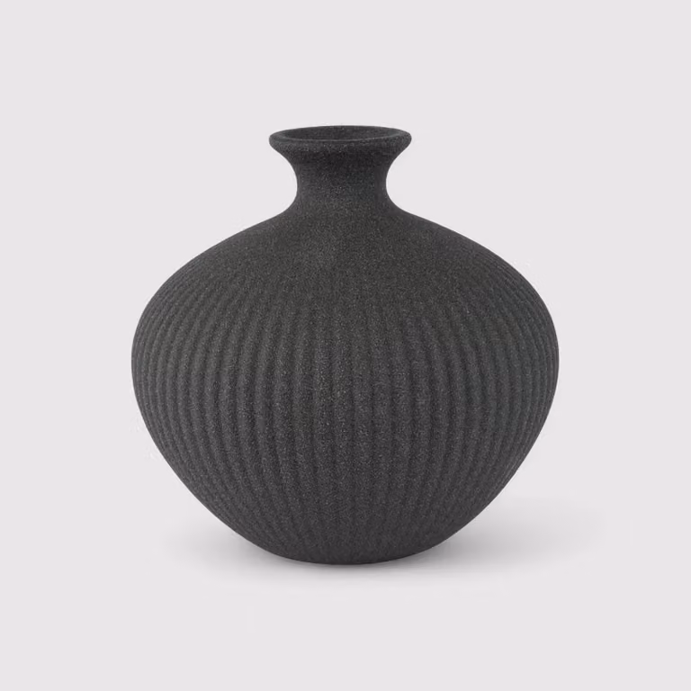 Ayous - Vaso decorativo a forma di giara in gres nero