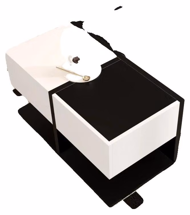 Tavolino da salotto, design moderno, con vano portaoggetti, bianco+nero