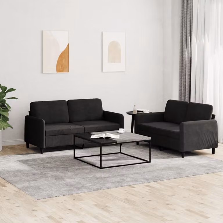 Maison Exclusive - Set divano a 2 posti in velluto nero