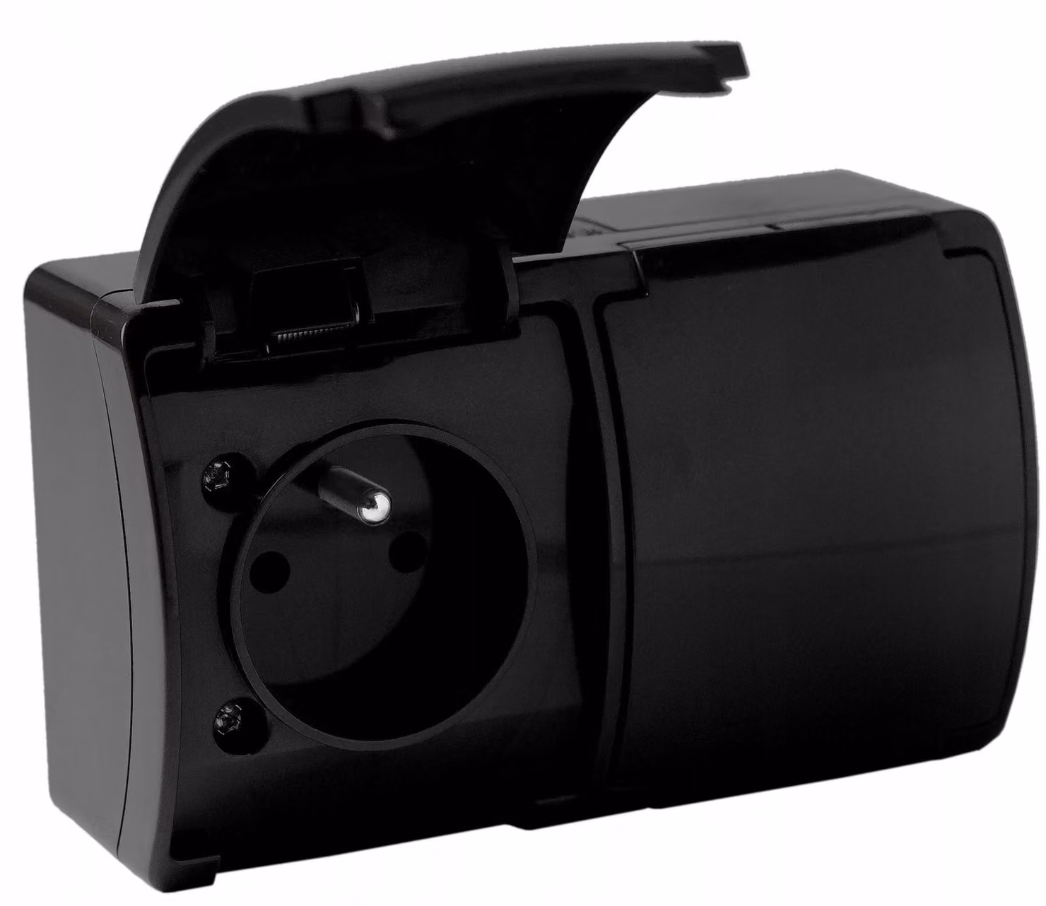 Presa a muro doppia, marca Adelid, colore nero, ad incasso