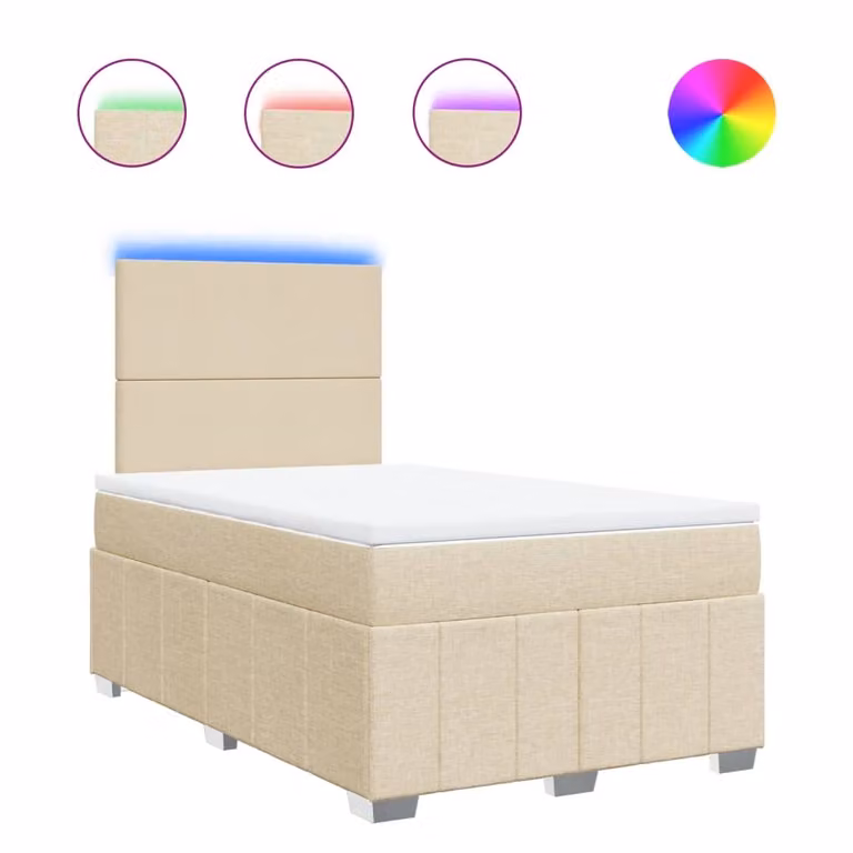 Letto a molle con materasso crema 120x190 cm in tessuto