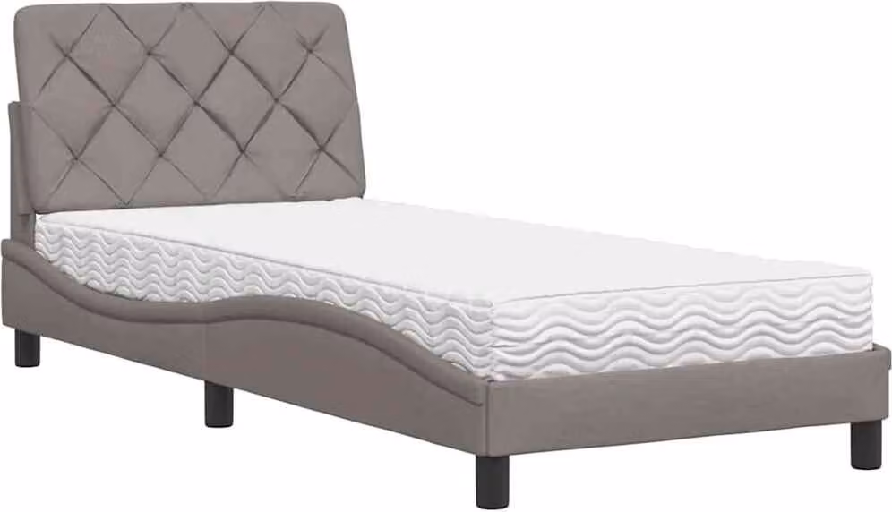 Letto con Materasso Tortora 80x200 cm in Tessuto