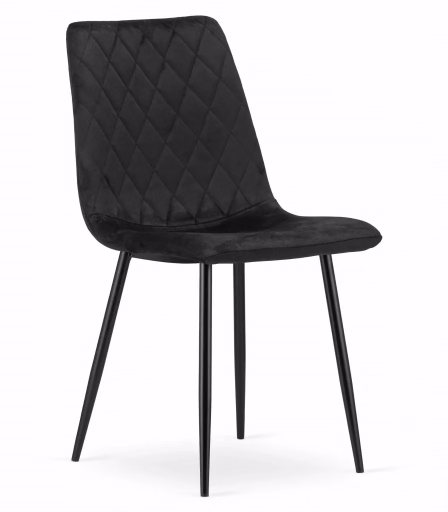 Set di 4 sedie Valora in velluto nero con struttura in metallo per soggiorno e sala da pranzo L/P/H: 88,5 x 48,5 x 53 cm – 2