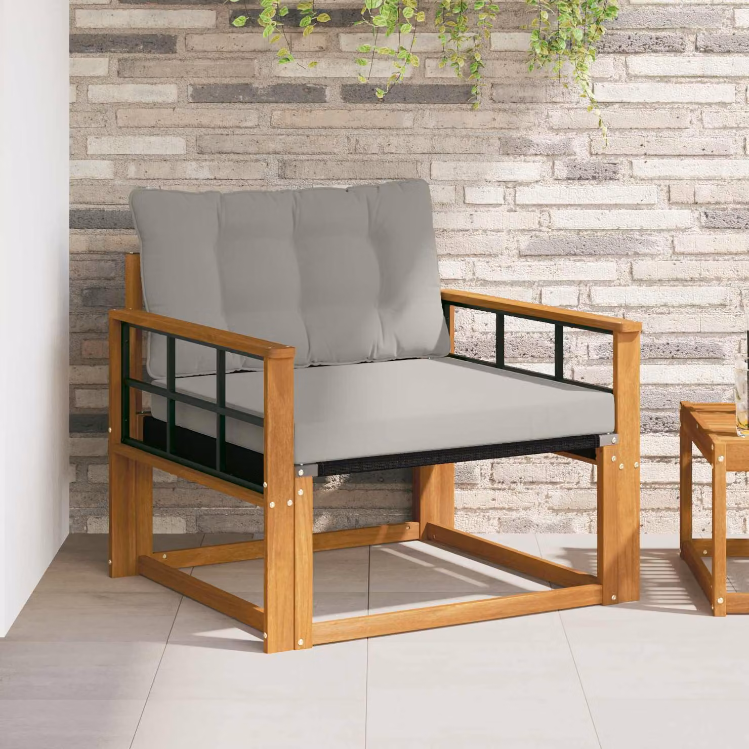 Set di divani da esterno vidaXL in legno di acacia massello e textilene con cuscini, modello moderno per giardino e terrazza, disponibile in marrone o grigio
