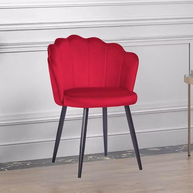 Set 4 sedie per soggiorno Omni velluto colore rosso