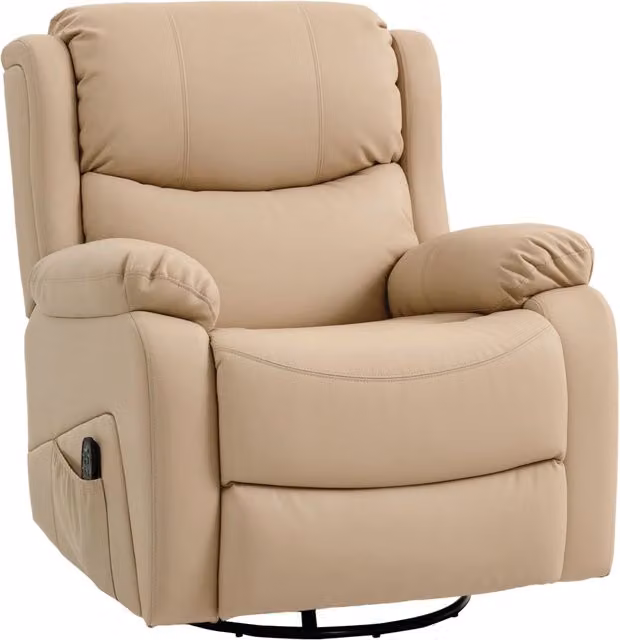 Poltrona Relax Reclinabile 87x97X100 cm con 8 Punti Massaggianti Riscaldanti e Poggiapiedi Beige
