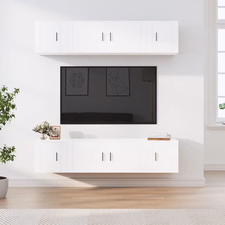 Set di mobili porta TV vidaXL in 6 pezzi bianco in legno e MDF per il tuo soggiorno