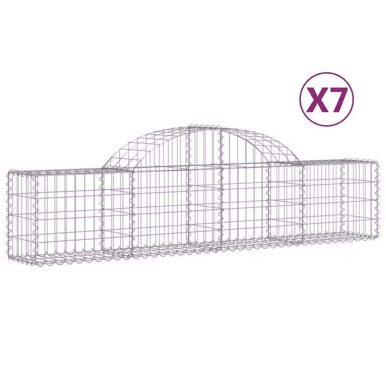 Cesti Gabbioni ad Arco 7 pz 200x30x40/60 cm Ferro Zincato