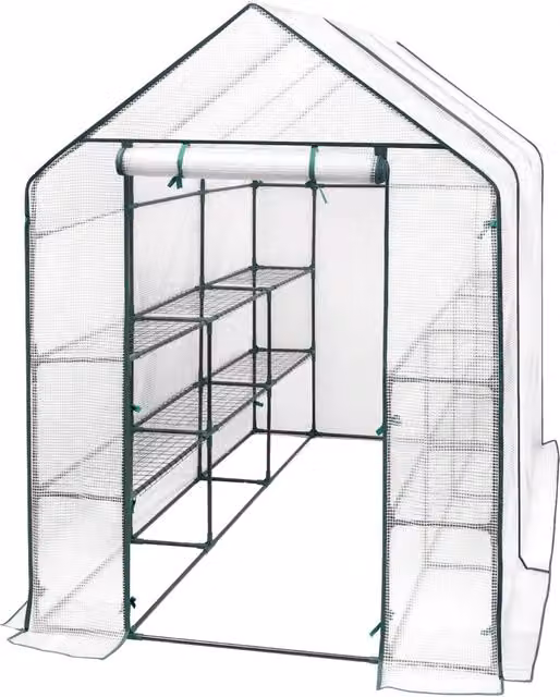 Serra da giardino 143x215x195 cm in acciaio e polietilene bianco per pomodori