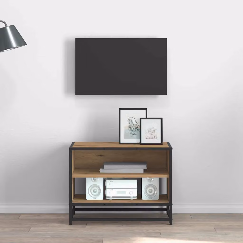 Unità TV moderna vidaXL in rovere e metallo, colore marrone, L 61 x P 40 x H 46 cm