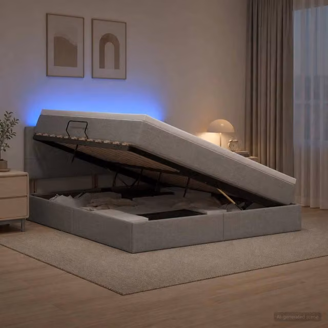 Letto con contenitore LED e materasso Grigio Chiaro 3459078